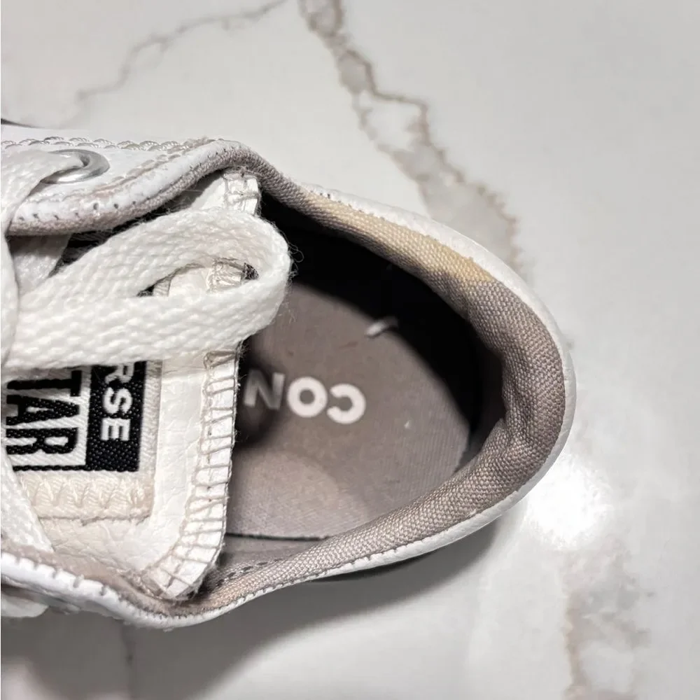 Converse All Star Youth Toddler Girls Boys White Leather Low Sneakers Shoes 12